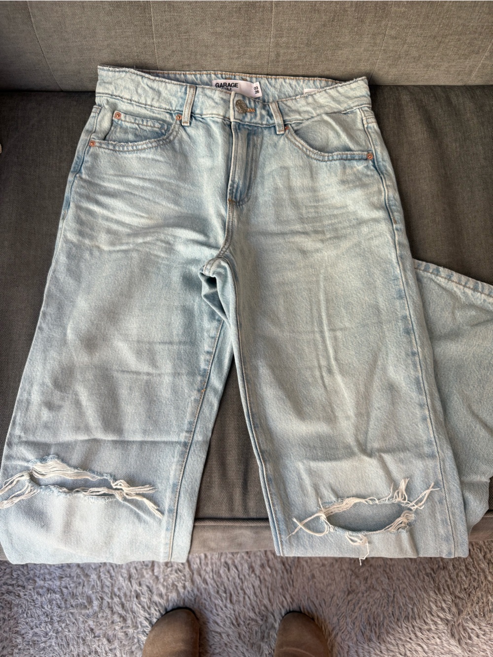 Garage Light Blue Distressed Boyfriend Jeans
